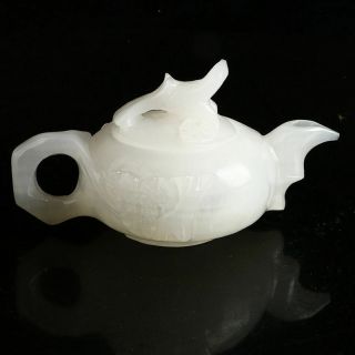 100 Natural Afghanistan Jade Teapot Hand Carved Bird Teapot