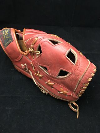 Vintage D&l Montreal Red Leather Baseball Glove Rht Japan Rare