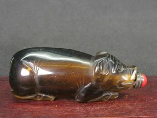 Chinese Pig Shape Carved Peking Glass Snuff Bottle