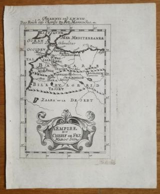 Mallet: Engraving Africa Map Morocco Empire De Fez - 1718 (ns)