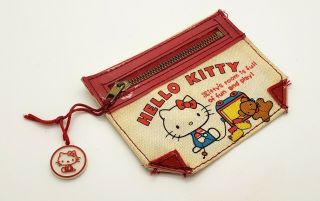 Vintage Sanrio Hello Kitty Canvas Zippered Coin Purse Rare 1976 Not.