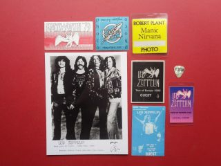 Led Zeppelin,  B/w Promo Photo,  6 Backstage Passes,  Guitar Pick,  Rare Originals,
