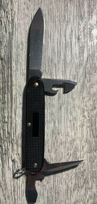 Rare Victorinox Swiss Army Knife Pioneer Black With Red Shield 2