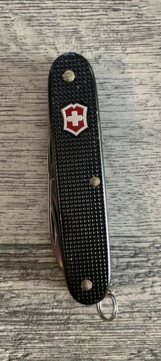 Rare Victorinox Swiss Army Knife Pioneer Black With Red Shield 3