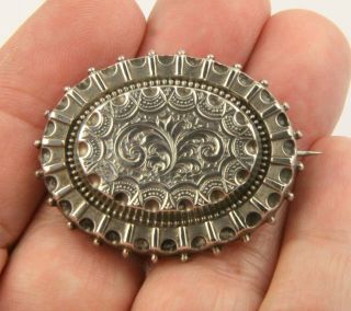Antique Victorian Circa1890 Ornate Sterling Silver Brooch Pin