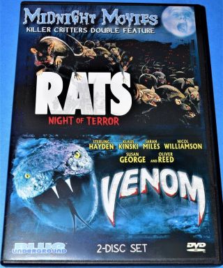 Rare Oop Oliver Reed Midnight Movies Vol 10: Rats & Venom Horror Movies 2 Dvd