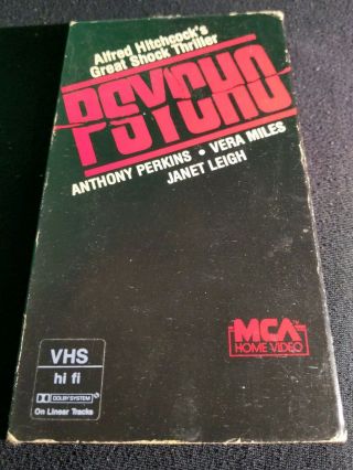 Psycho Rare Mca Home Video Former Rental Vhs Horror Hitchcock Anthony Perkins Bw