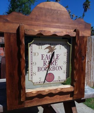 Vintage Tavern Bar Wall Clock Eagle Rare Bourbon Large Wood Box Battery Operated
