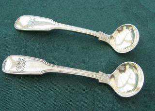 2 Mustard Spoons Mappin Webb Small Silver Plated Monogram