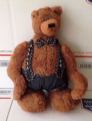 Vintage Bear With Overalls Plush Alaska Kipmik Products Souvenir Rare