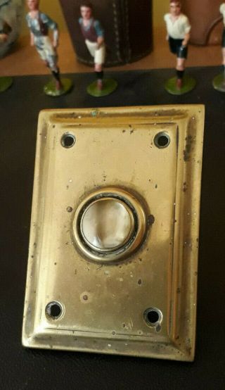 Antique Brass Bell Push Edwardian Mother Of Pearl