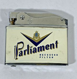 Vintage Parliament Recessed Filtered Cigarettes Flat Advertising Lighter Antique