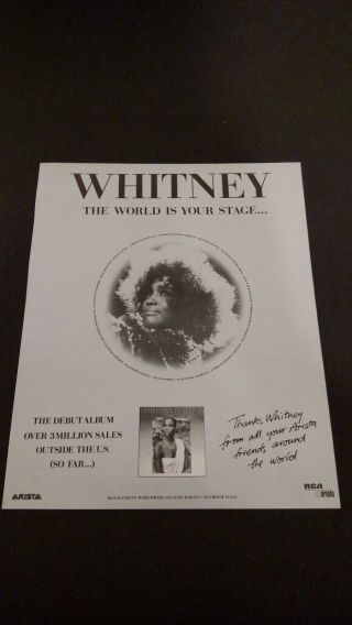 Whitney Houston The Debut Album (1986) Rare Print Promo Poster Ad