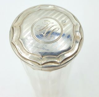 Art Nouveau Sterling Silver Gilt top Hairpin Cut glass Bottle 1917. 3