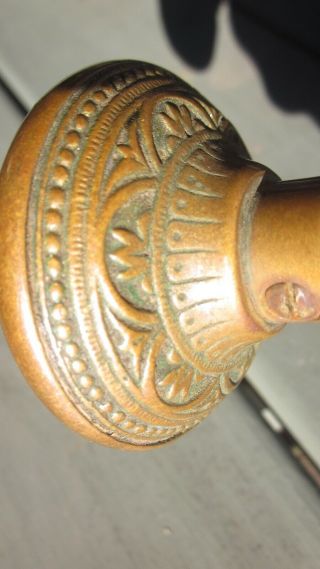 Pair Ornate Antique Brass or Bronze Door Knobs Victorian Eastlake 2