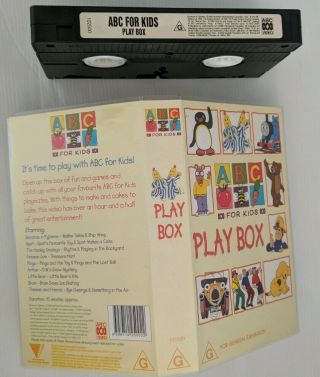 ABC for Kids - PLAY BOX - VHS PAL VIDEO - Ultra RARE.  EC 3