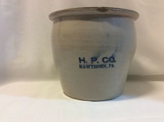 Antique H.  P.  Co.  Hawthorn,  Pa.  Advertising Stoneware Crock 7.  3” High