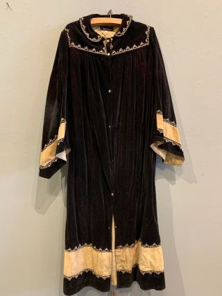 Antique Odd Fellows Black Velvet Chaplain Priest Costume Robe