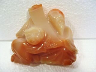 Quality Hand Carved Natural Agate Chinese Figures Scholar & Student Contemporary