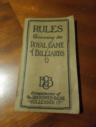 Antique 1925 Brunswick Balke - Collender Royal Game Of Billiards Pool Rule Book