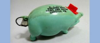 Antique Celluloid Pig Tape Measure B J Price Chester Pa Rose Hams Bacon