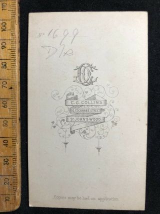 C Antique CDV 1800 ' S LONG HAIR TERRIER ? DOG B&W VICTORIAN PHOTO CABINET CARD 2