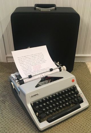 1970 Olympia Sm9 Deluxe Rare Script Portable Typewriter & Black Case For Repair