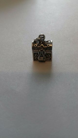 Very Rare Vintage Silver Treasure Chest Opening Charm 4.  73g
