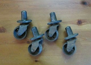 Set Of 4 Vintage Antique Cast Iron Caster Wheels
