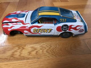 T.  P.  S Tin Toy Ford Mustang Stunt Car Vintage Rare Made In Japan.  Battery Operate