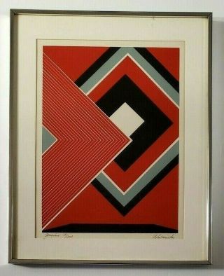 Rare L/e Titled " Tension " Murray Hornick Signed Serigraph Pop Art Abstract 1970s
