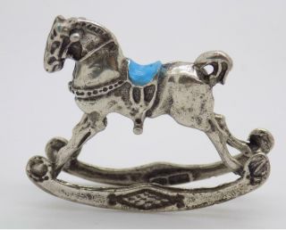 Vintage Solid Silver Italian Made Rocking Horse Miniature Figurine Hallmarked