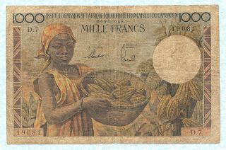 French Equatorial Africa 1000 Francs 1957 P34 Rare