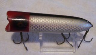 Vintage Heddon Lucky 13 Wood Lure 09/26/19pot Silver Scale