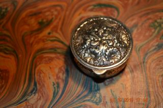 12) Old Sterling Silver 925 Pill Box 20 Grams Vtg.  1 5/16 " Round Flowers