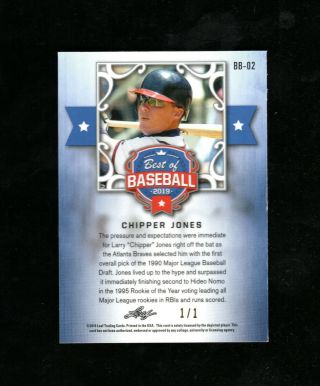 2019 Leaf Best of Baseball Chipper Jones Yellow Gold D 1/1 RARE SP 2