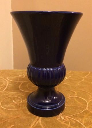 Trenton Potteries Tac Cobalt Blue 8 " Pedestal Art Deco Style Vase Vintage Rare