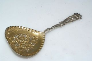 Gorham Sterling Silver Gold Watch Heart Bon Bon Pierced Serving Spoon