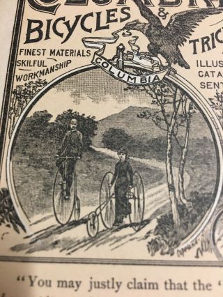 Antique Bicycle Advertising Trade Card Pope Columbia Bike Tricycle Ad