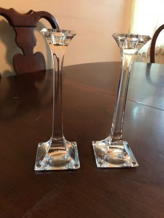 Vintage Signed Tiffany & Co.  2 Square Lead Candlesticks Signed Rare