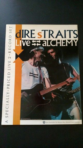 Dire Straits " Live Alchemy " 1984 Rare Print Promo Poster Ad