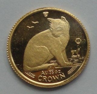 Crown Isle Of Man 1990 1/25 Oz Gold Cat Rare