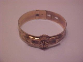 Victorian Antique Garnet Rose Gold Filled Bangle Bracelet Adjustable