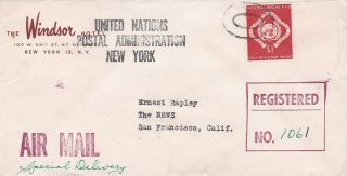 1953 United Nations 11 On Airmail Reg Special Delivery Cover To Us; Rare Sing D