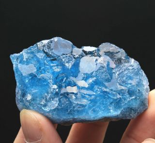109g Rare Transparent Blue Cube Fluorite Crystal Mineral Specimen/China 261 2