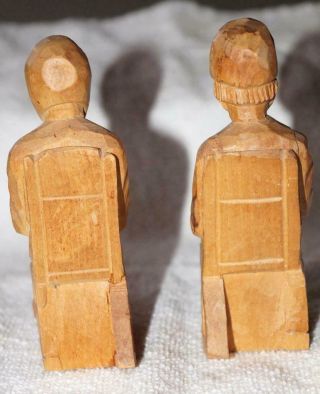 Andre BOURGAULT Hand Carved Wood Man Woman on Rocking Chairs 4.  5 