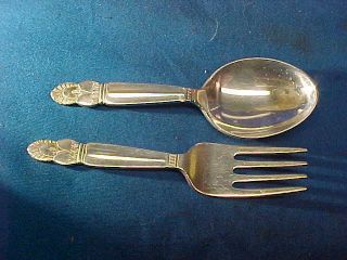 Early 20thc Sterling Silver Baby Fork,  Spoon Whiting Princess Ingrid Pattern