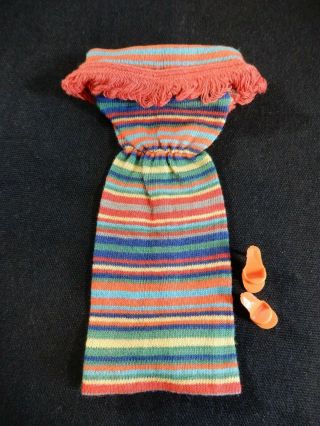 Vintage Barbie Outfit - Striped Dress With Shoes - Japan
