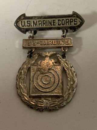 Rare Vintage Sterling Silver Military Medal Pin Us Marines As - Carbine Medal