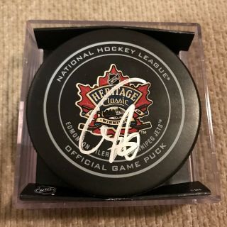 Rare Oilers Connor Mcdavid Auto Signed 2016 Heritage Classic Game Puck - Jsa